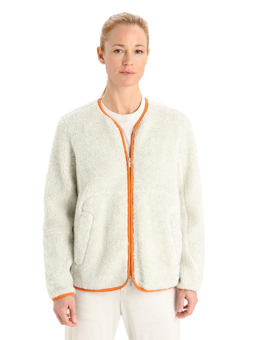 Icebreaker RealFleece™ Merino High Pile Long Sleeve Zip Cardigan Naisten Huppari Valkoinen | FI 1664HAPK